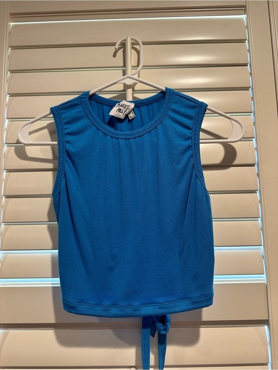 Princess Polly Tops - Princess Polly Bright Blue Cropped Tank with Tie